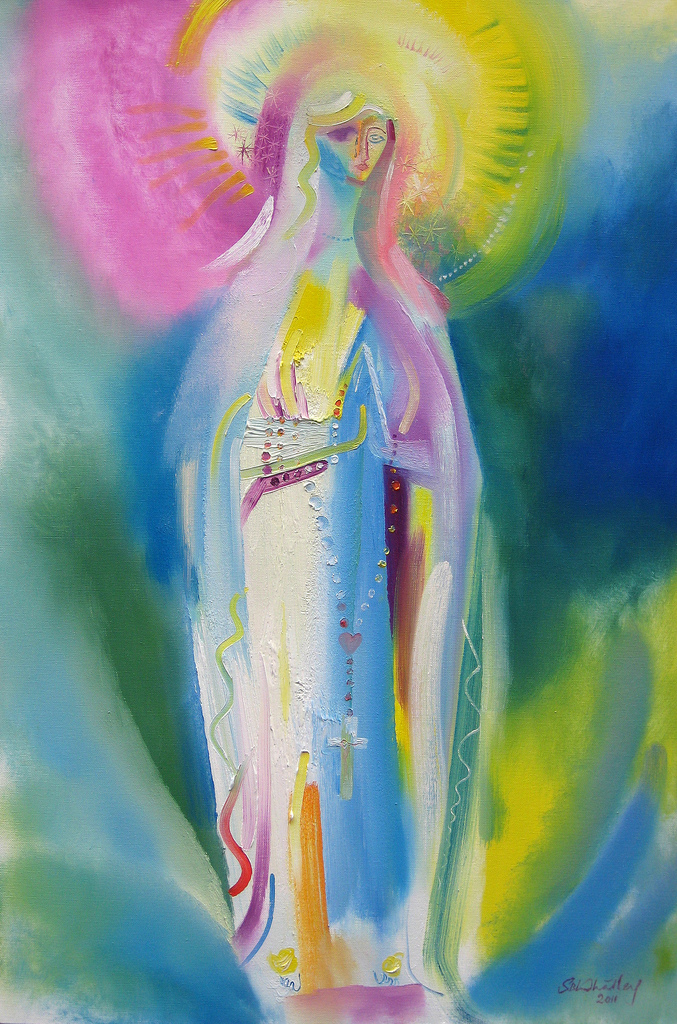 677x1024 Our Lady Of Lourdes. 2011 By Stephen B Whatley - Our Lady Of Lourdes Painting
