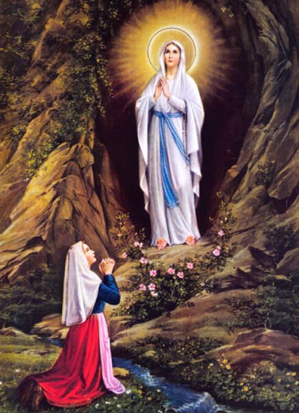 435x600 Our Lady Of Lourdes The Virgin Mary Appearing To Saint - Our Lady Of Lourdes Painting