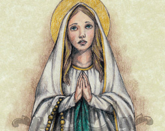 340x270 Our Lady Of Lourdes Etsy - Our Lady Of Lourdes Painting