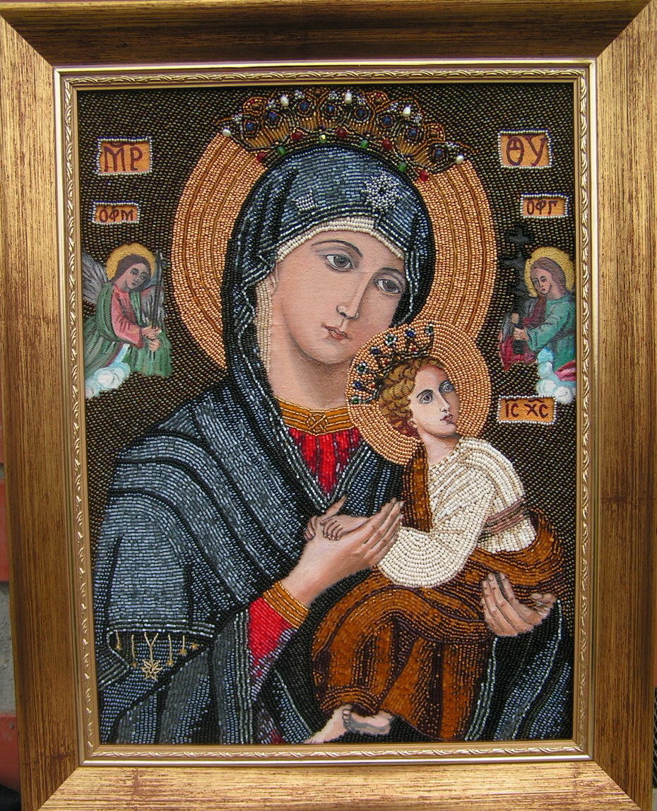 930x1148 Rac Lila Artwork Our Lady Of Perpetual Help Icon Original Beads - Our Lady Of Perpetual Help Painting