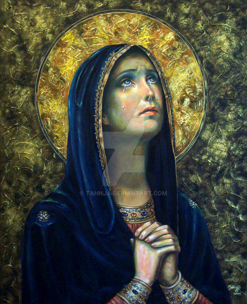806x990 Our Lady Of Sorrows By Tahnja - Our Lady Of Sorrows Painting