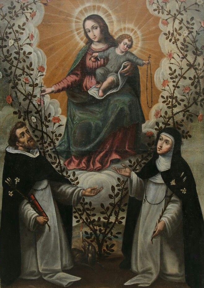 659x932 A 17th Century Spanish Painting Of Our Lady Of The Rosary With St - Our Lady Of The Rosary Painting