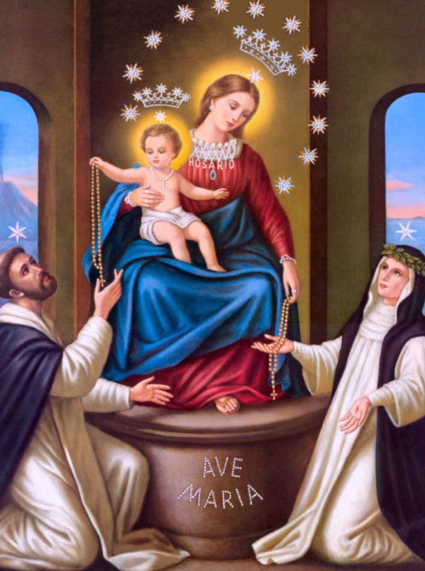 599x805 Rosary Novenas To Our Lady - Our Lady Of The Rosary Painting
