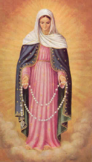 300x526 Blessed Virgin Mary - Our Lady Of The Rosary Painting