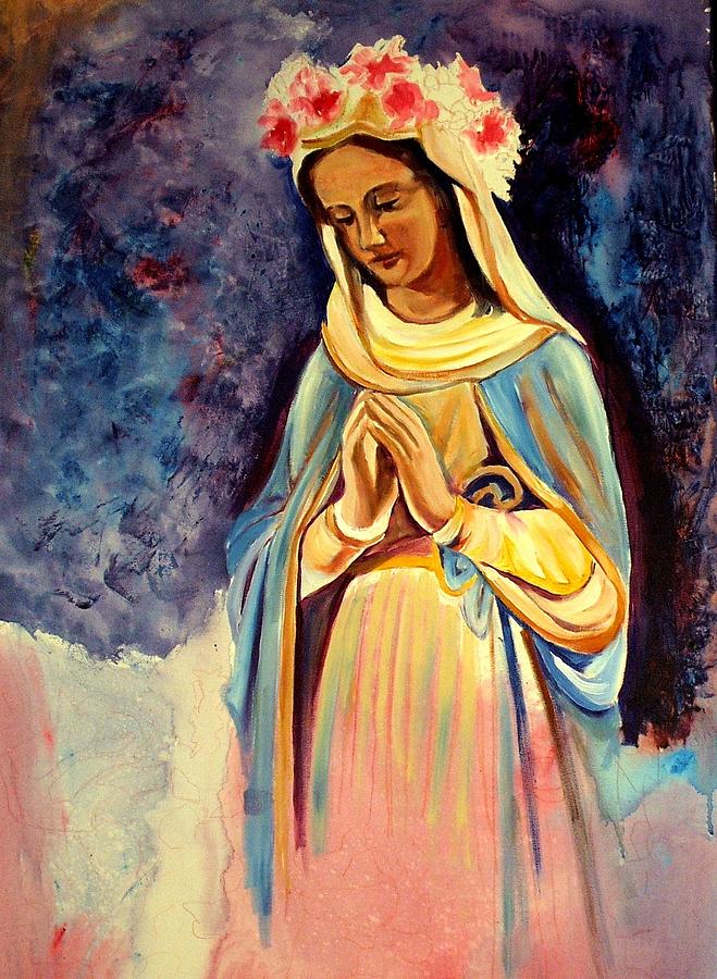 659x900 Our Lady Queen Of Mercy Painting By Sheila Diemert - Our Lady Painting