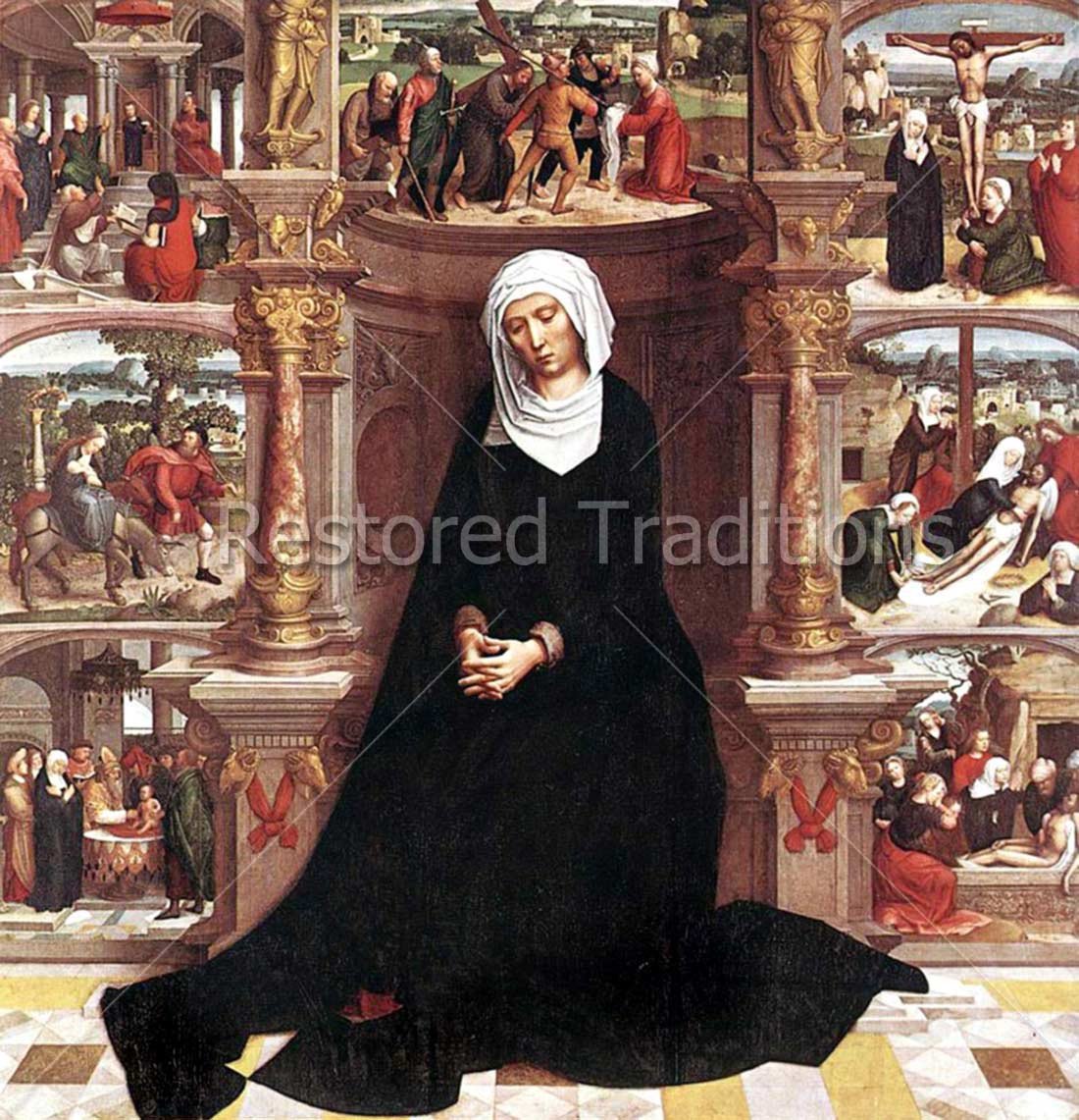 1100x1141 Stock Art Our Lady Of The Seven Sorrows By Isenbrandt - Our Lady Painting