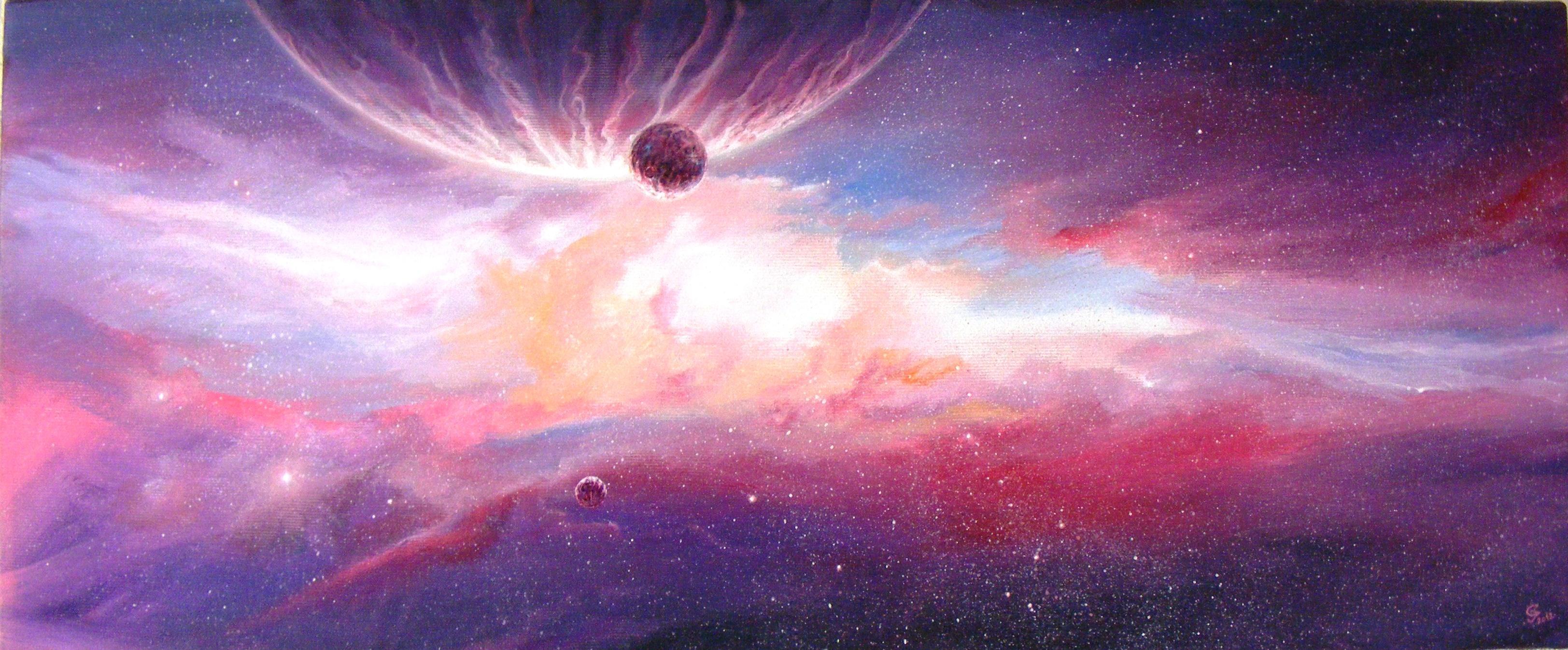 3247x1347 Ivan Grozdanovski Artwork Purpurna Maglina Original Painting - Outer Space Painting