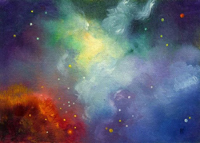 400x286 Marina Petro ~ Adventures In Daily Painting Cosmic Angel Original - Outer Space Painting