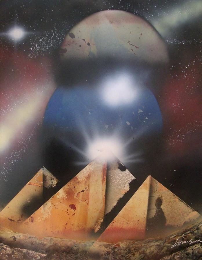 697x900 Outer Space Pyramids Painting By Leon Dugue - Outer Space Painting