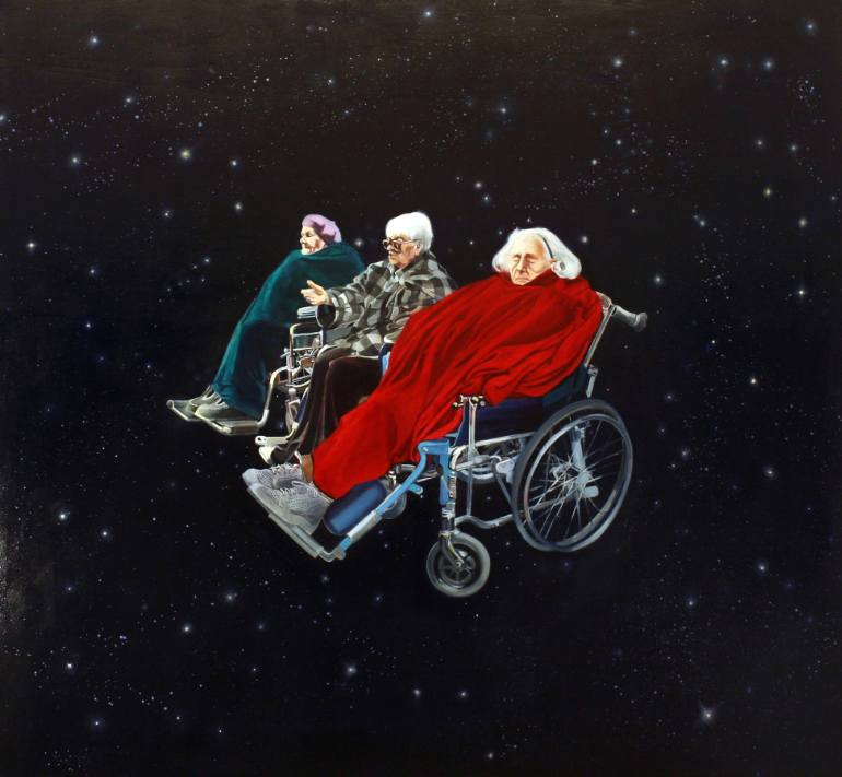 770x711 Saatchi Art Grandmas In Outer Space Painting By Maja Kobylinska - Outer Space Painting