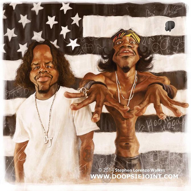 670x670 Outkast By Stephen Lorenzo Walkes By Lorenzowalkes Caricatures - Outkast Painting