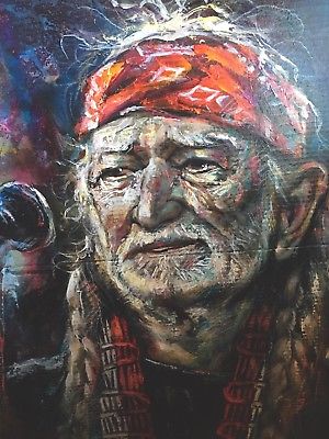 300x400 Willie Nelson Original Framed Outlaw Country Painting Johnny Cash - Outlaw Painting