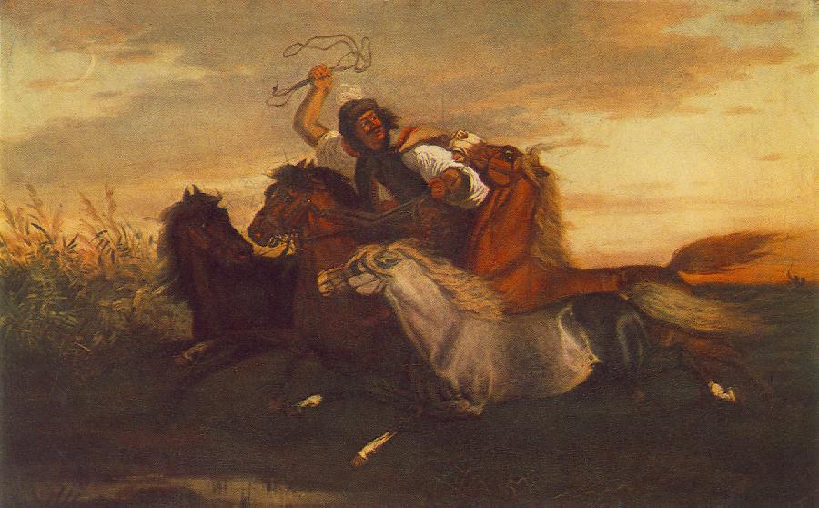 900x558 Galloping Outlaw Painting Karoly Lotz Oil Paintings - Outlaw Painting
