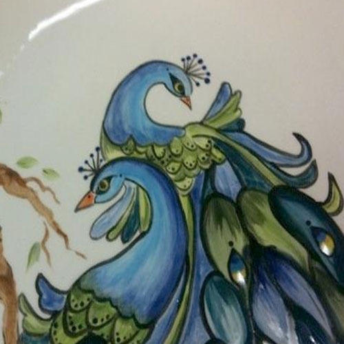 500x500 Peacock Glass Painting - Outline Painting