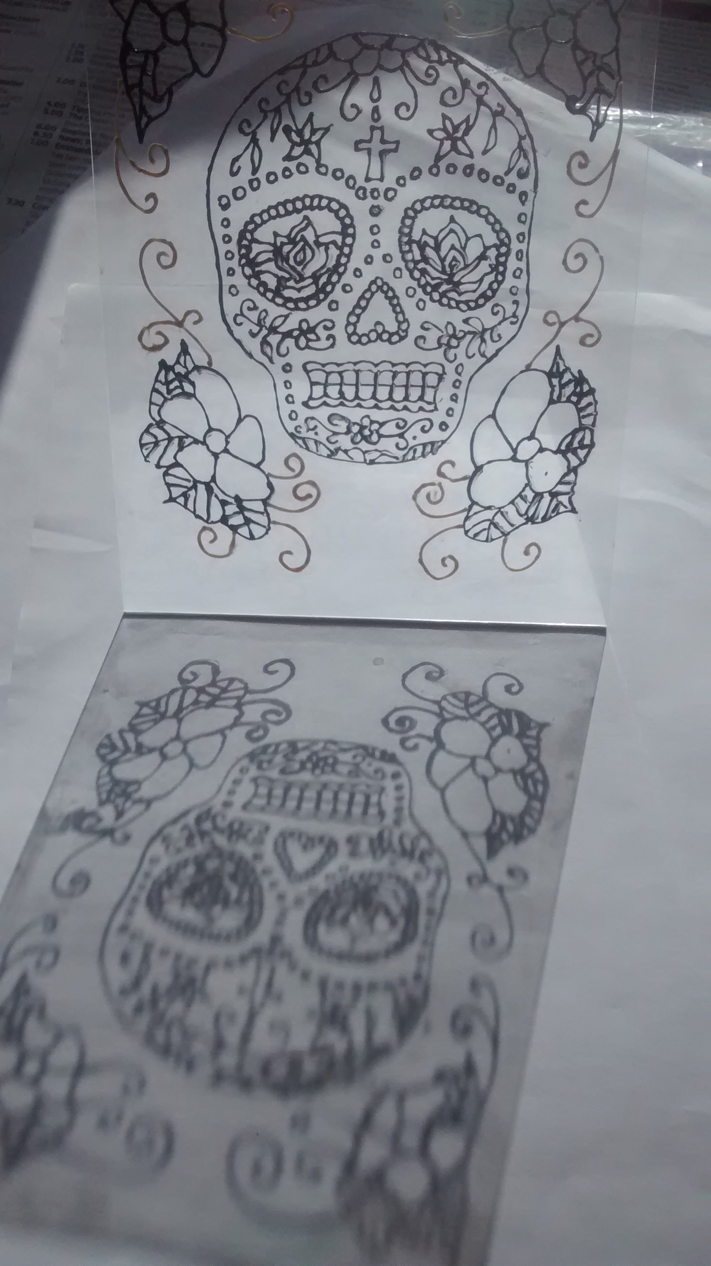1456x2592 Work In Progress Wednesday Sugar Skull Glass Painting Outline - Outline Painting