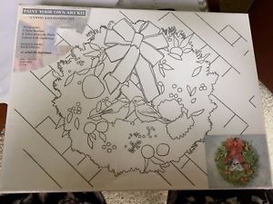 300x225 Holiday Wreath Painting Kit - Outline Painting Canvas