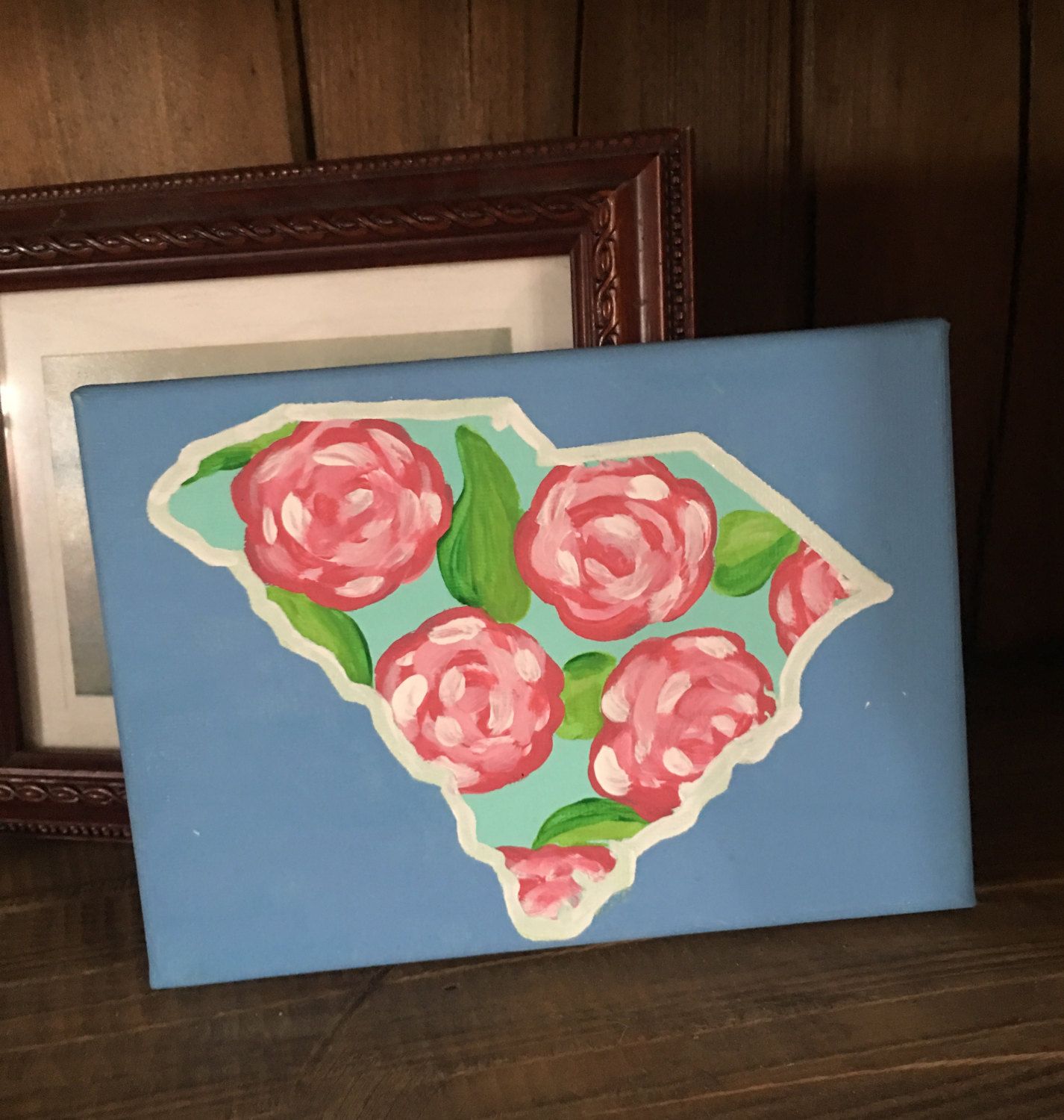 1426x1500 Lilly Inspired South Carolina State Outline 5x7 Canvas Painting - Outline Painting Canvas