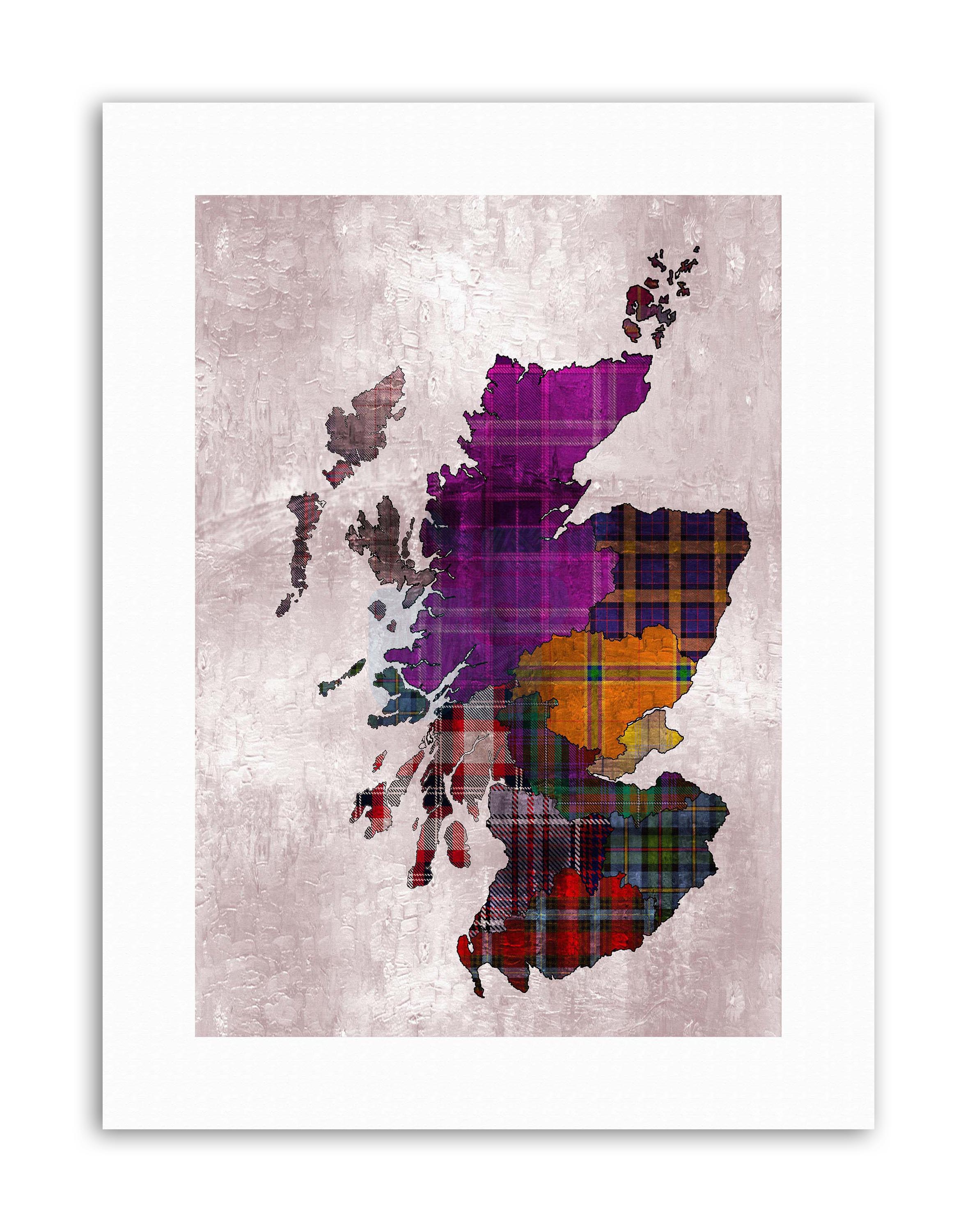 2380x3000 Map Outline Scotland Tartan Inset Regions Painting Canvas Art - Outline Painting Canvas