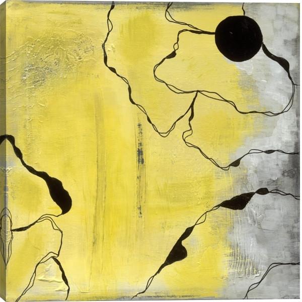 600x600 Poppy Outline On Yellow Iv Floral Canvas Wall Art Print By Laura - Outline Painting Canvas