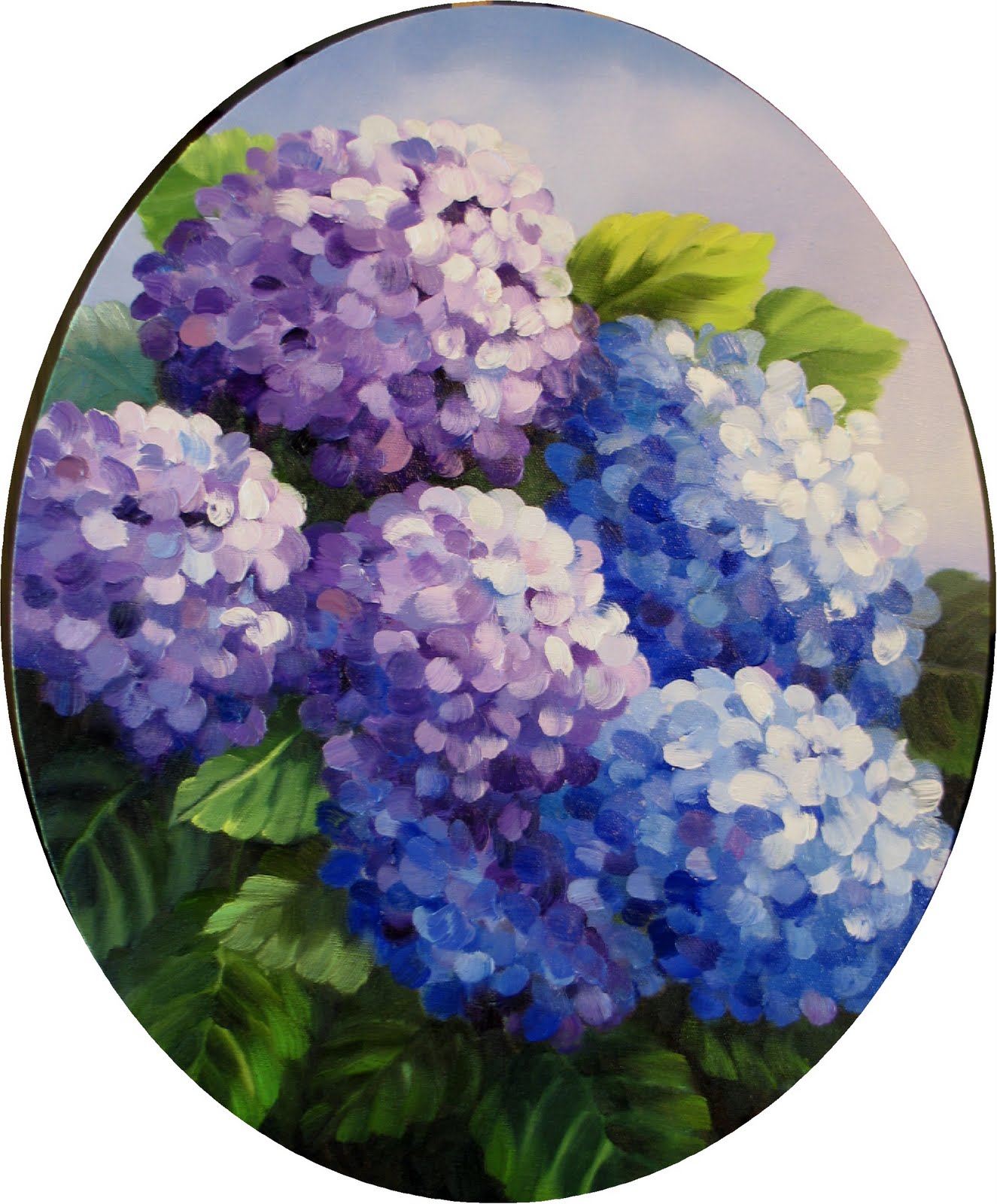 1325x1600 Nel's Everyday Painting Oval Hydrangeas - Oval Painting