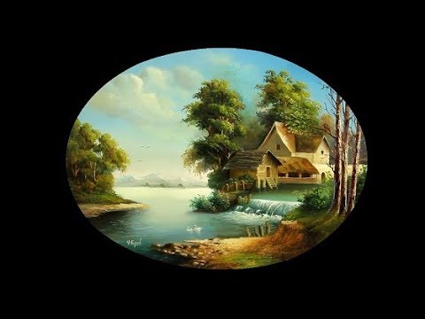 480x360 Oval Landscape Oil Painting With Yasser Fayad - Oval Painting