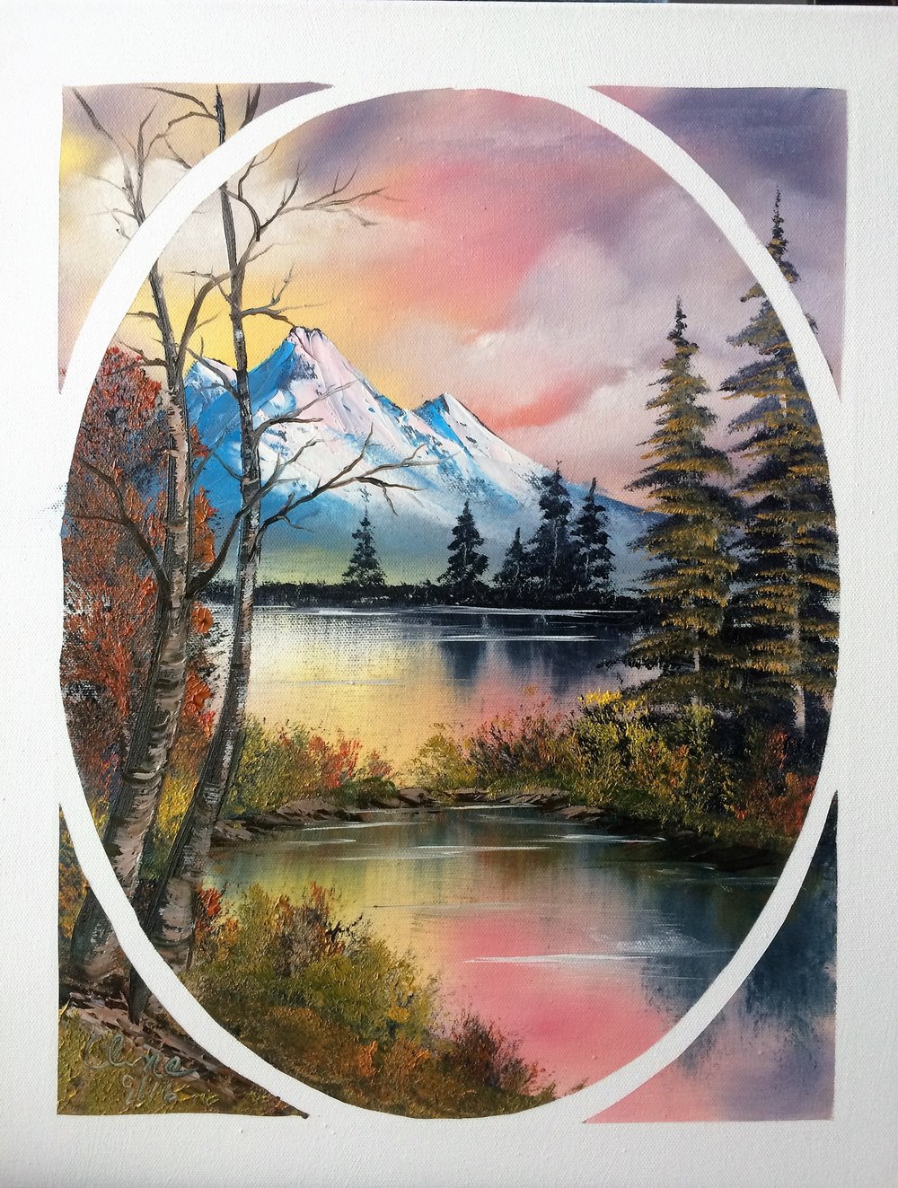 1000x1323 Sunset Oval 2318 Hobby Lobby Class Happy Little Paintings - Oval Painting