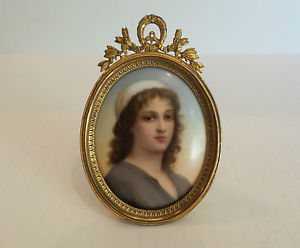 300x248 19th C. Miniature Portrait Painting Of Ruth On Porcelain In Oval - Oval Painting