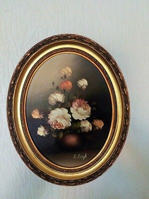 300x400 Vintage Floral Painting On Canvas - Oval Painting