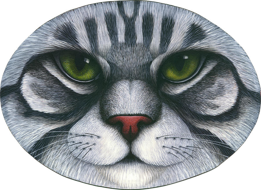 900x654 Cat Oval Face Painting By Carol Wilson - Oval Painting