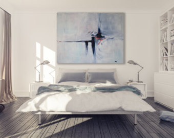 340x270 Xl Blue Texture Abstract Painting Modern Art Contemporary - Oversized Painting