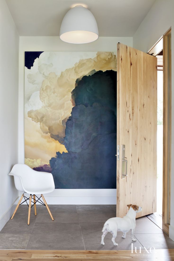 735x1103 Contemporary White Entry With Oversized Art - Oversized Painting