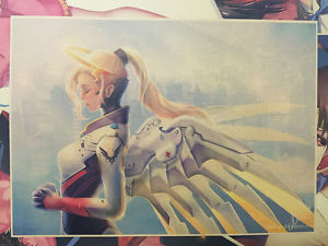 300x225 Overwatch Mercy Winston Poster Ow Competitive Games Wall Painting - Overwatch Painting
