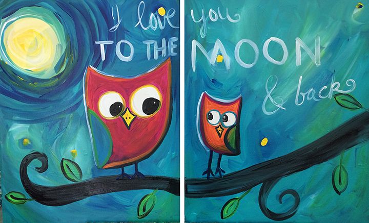 720x437 Owl Family - Owl Family Painting
