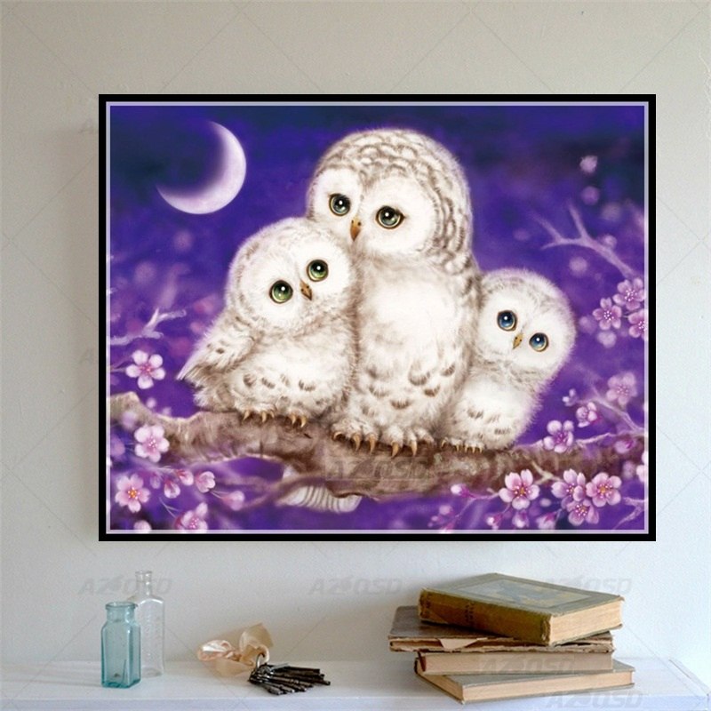 800x800 Buy Azqsd Diy 3d Diamond Painting Owl Family - Owl Family Painting