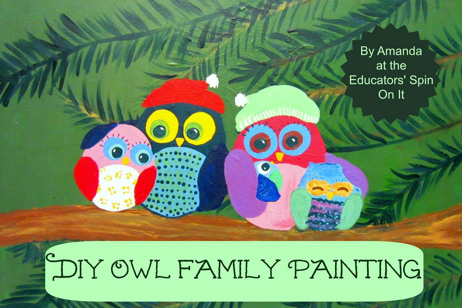 1600x1066 Diy Christmas Owl Family Painting Family Painting, Christmas - Owl Family Painting