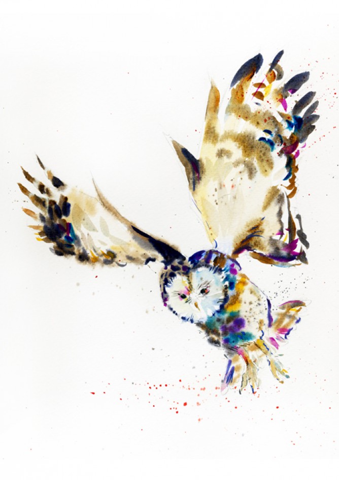 668x944 Natalie Graham - Owl Flying Painting
