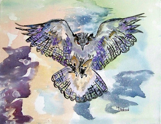 550x422 Where Art Lives Gallery Artists Group Blog Wildlife Owl Art - Owl Flying Painting