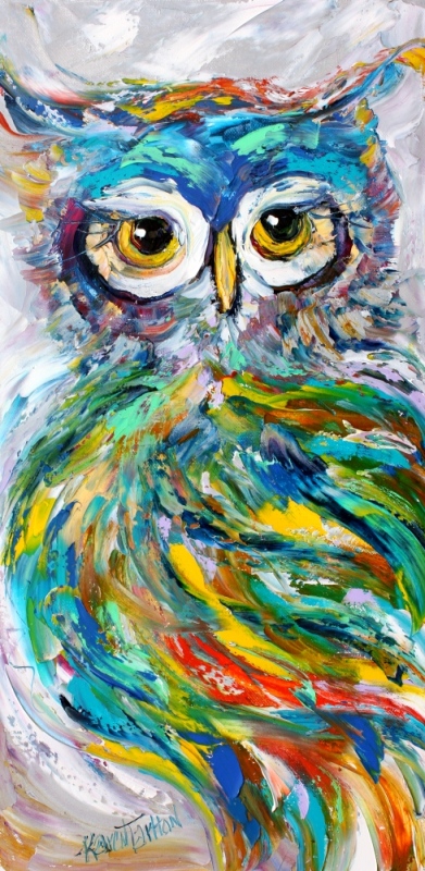 391x800 Palette Knife Painters, International Spring Tree Of Life And Owl - Owl In Tree Painting