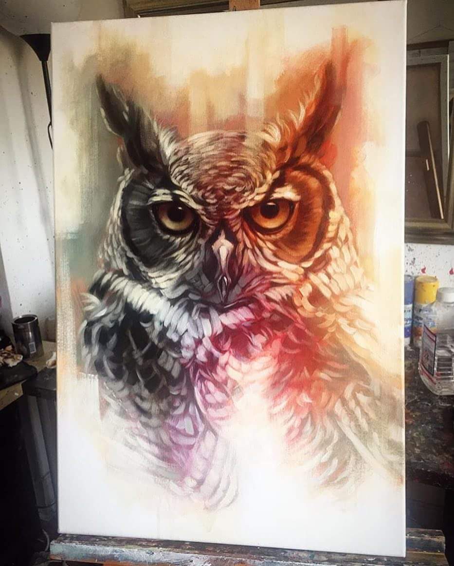 933x1161 Owl, Acryl And Oil Painting By Benjeffery [933 1161] 2015 Art - Owl Oil Painting