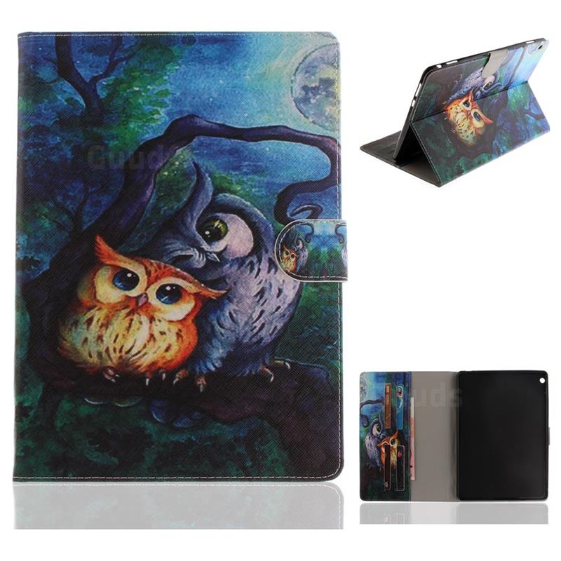 800x800 Oil Painting Owl Painting Tablet Leather Wallet Flip Cover - Owl Painting