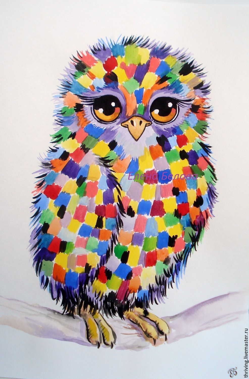 986x1500 The Picture Of The Owl In The Nursery Rainbow Colored Shop - Owl Painting