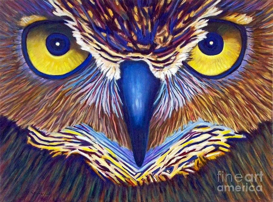 900x667 Watching Painting By Brian Commerford - Owl Painting