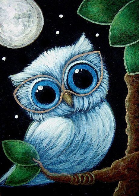 461x650 Baby Owl Painting. Art Ideas Baby Owl, Owl And Babies - Owl Painting