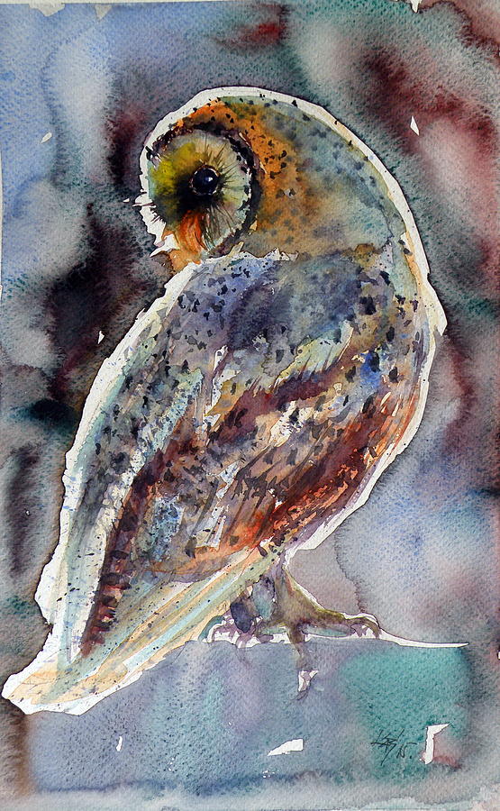 555x900 Barn Owl Painting By Kovacs Anna Brigitta - Owl Painting