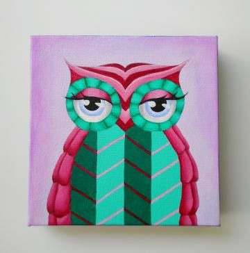 360x364 Owl Decor Owl Decor Original Painting On Canvas Colorful Owl - Owl Painting Canvas