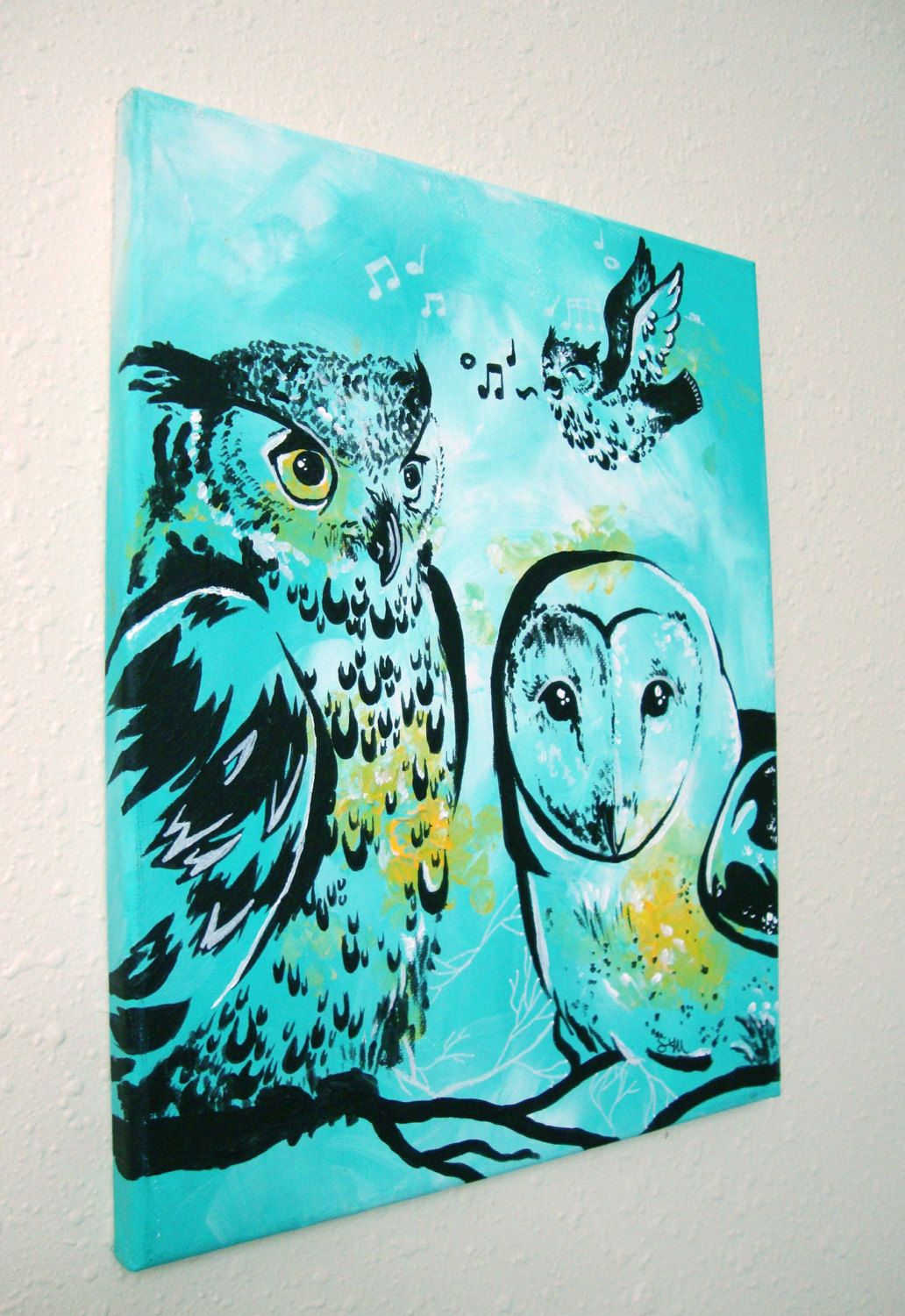 1032x1500 Acrylic Barn And Horned Owl Painting On 11x14in Canvas Artsy - Owl Painting Canvas