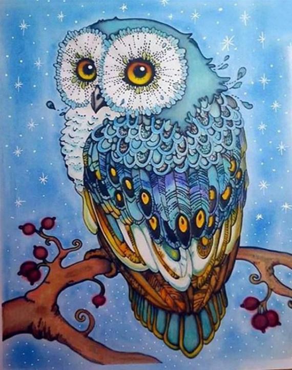 570x720 Beautiful Night Owl Diy Painting By Numbers On Canvas Wall Art - Owl Painting Canvas