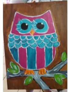 229x300 Kids Canvas Owl Painting The Red Wagon - Owl Painting For Kids