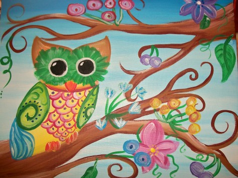 475x355 Owl - Owl Painting For Kids