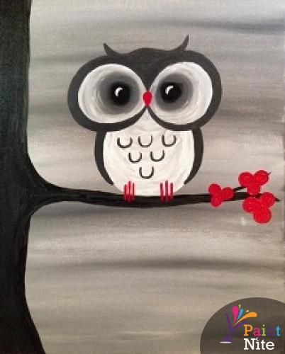 402x500 Paint Nite Wisconsin Bounce Milwaukee 1.24.15 Easely Amused - Owl Painting For Kids